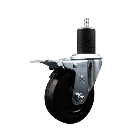 Service Caster 4'' SS Hard Rubber Swivel 1-3/4'' Expand Stem Caster Total Lock Brake SCC-SSEXTTL20S414-HRS-134